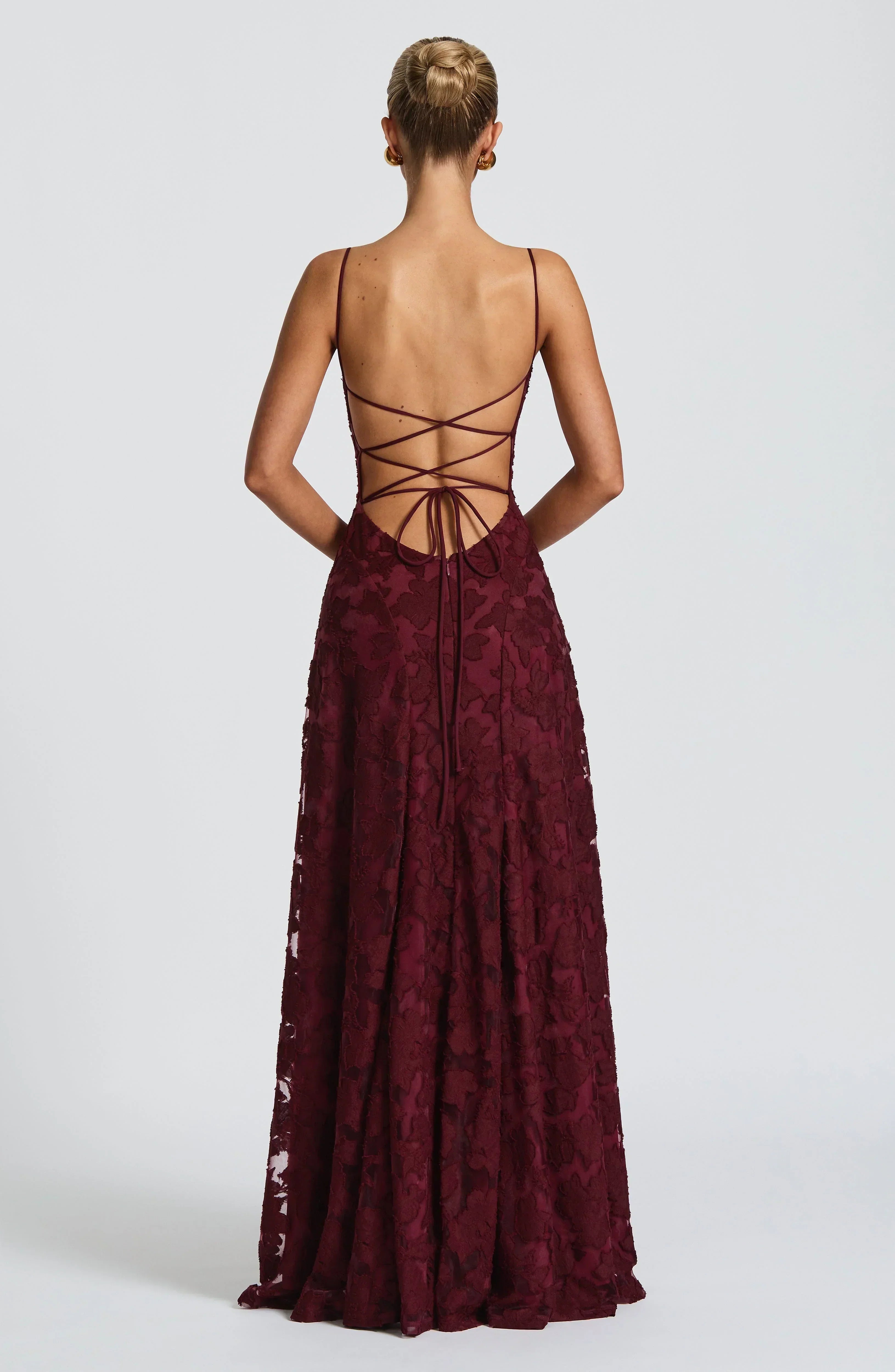 Women Floral Lace Cowl Neck Maxi Dress - Image 4