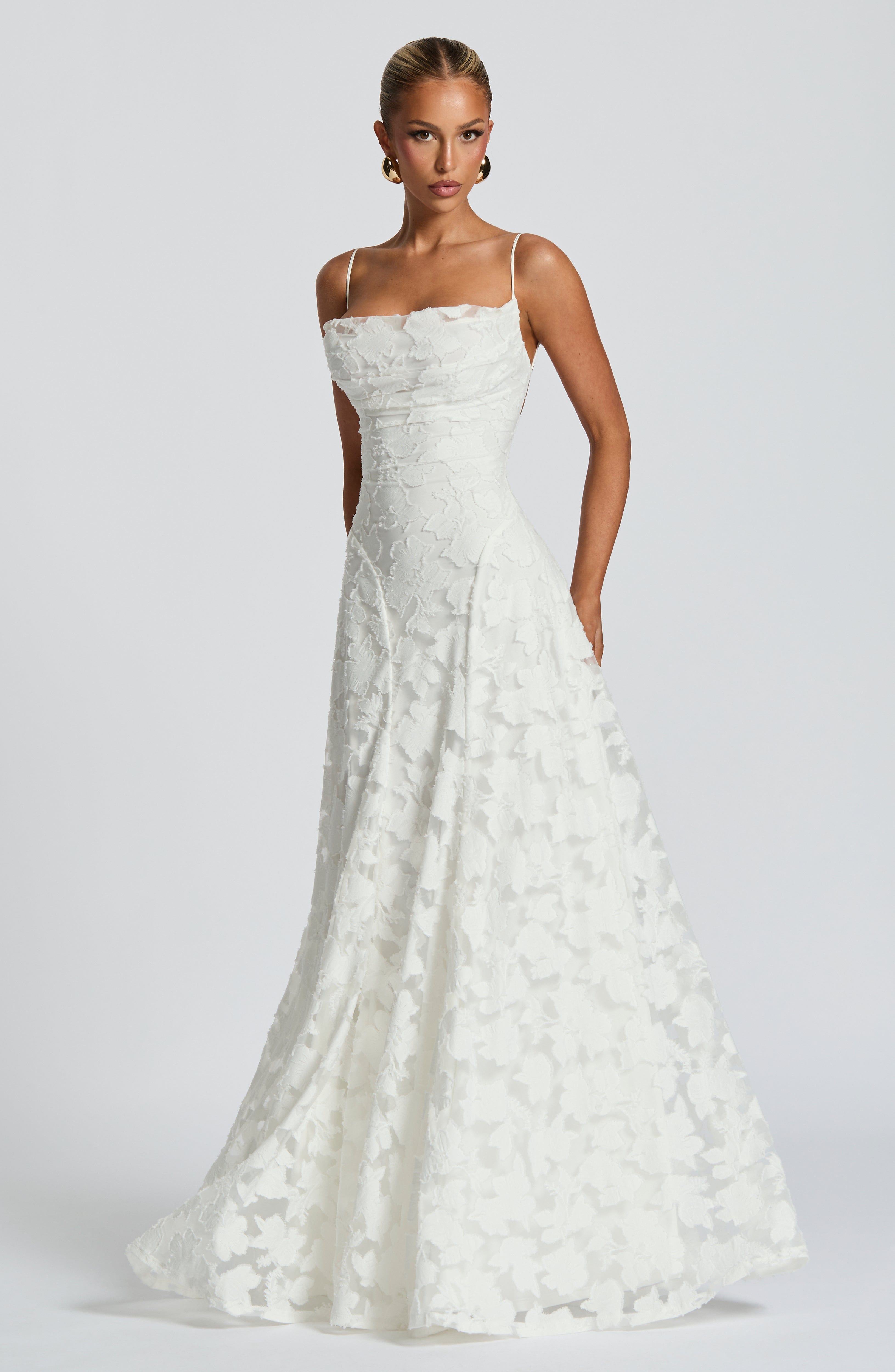 Women Floral Lace Cowl Neck Maxi Dress - Image 11