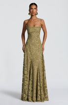 Women Floral Embroidered Maxi Evening Dress Sleeveless Formal Gown - Image 3