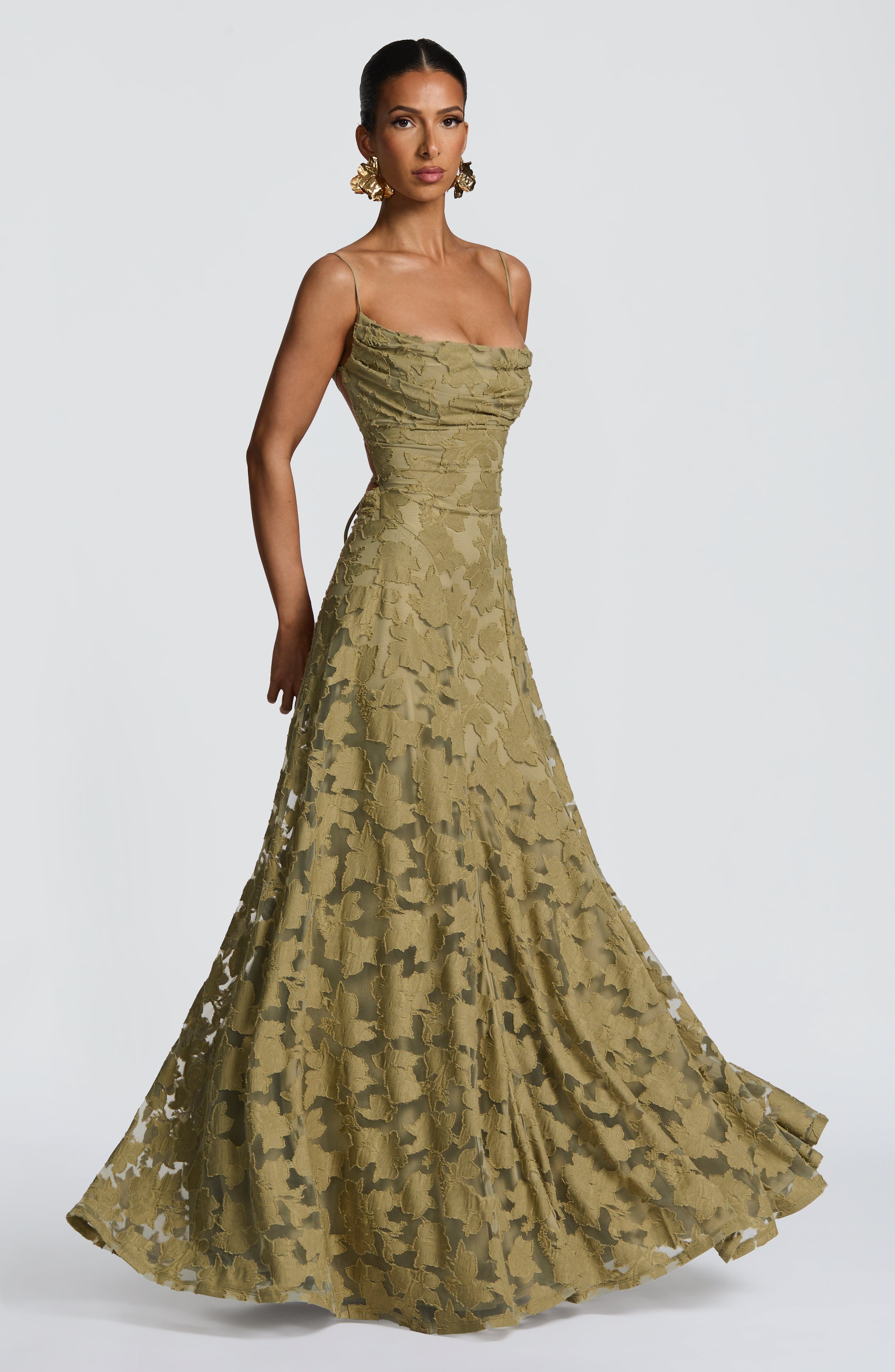 Women Floral Embroidered Maxi Evening Dress Sleeveless Formal Gown