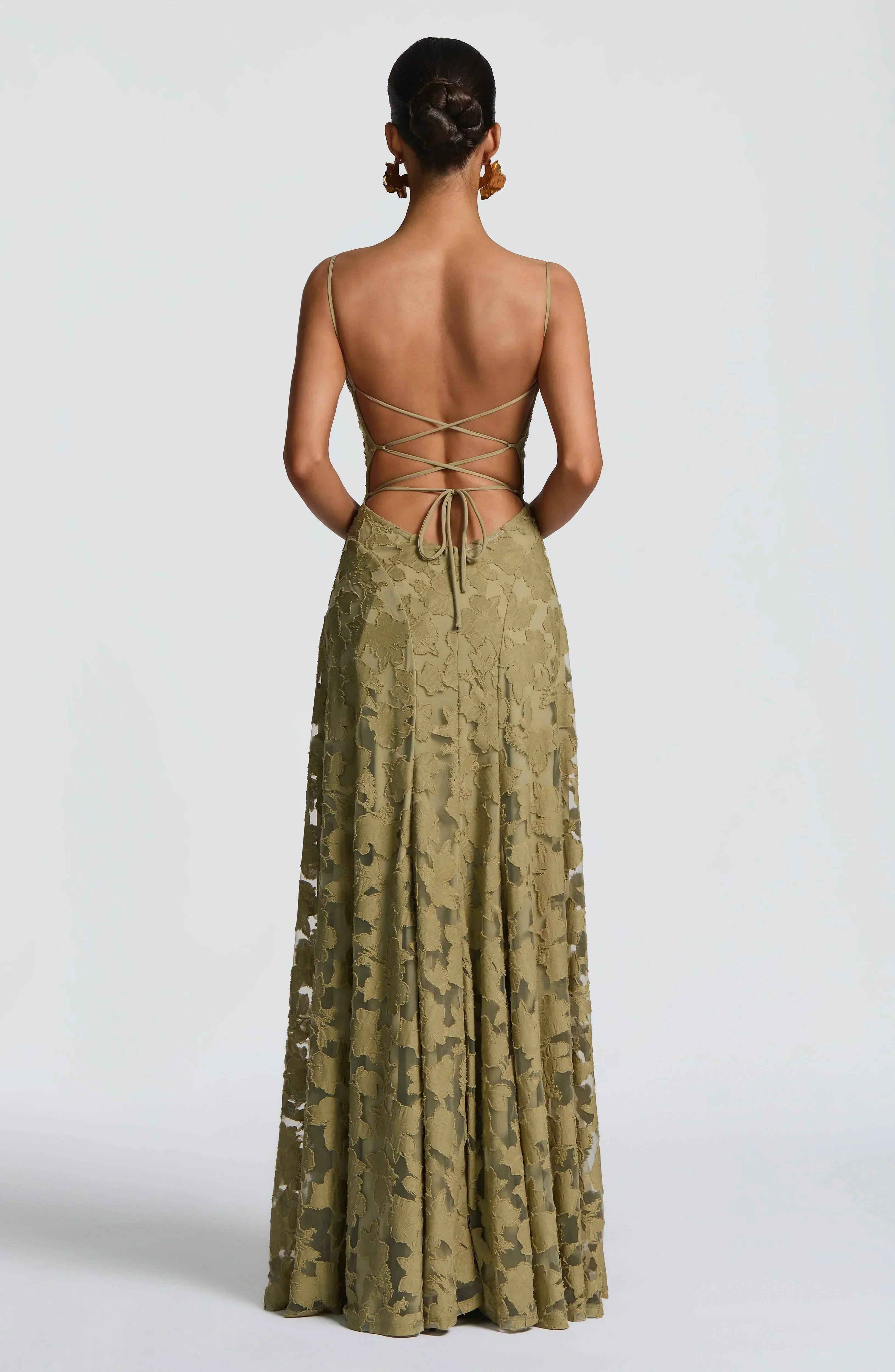 Women Floral Lace Cowl Neck Maxi Dress - Image 8