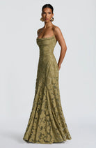 Women Floral Lace Cowl Neck Maxi Dress - Image 6