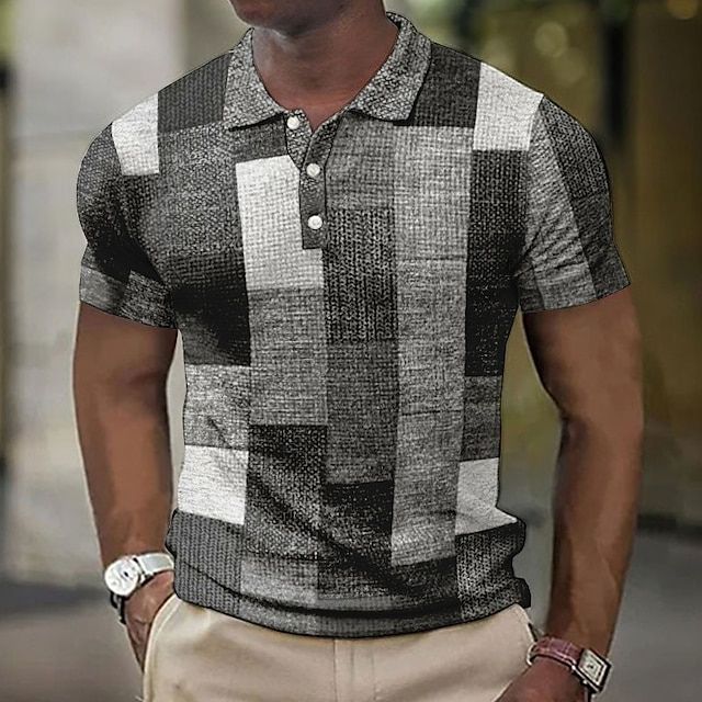Men's Patchwork Polo Shirt Short Sleeve Summer Knit - Image 13