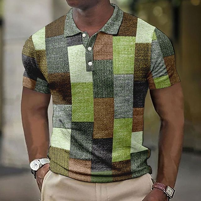 Men's Patchwork Polo Shirt Short Sleeve Summer Knit - Image 8