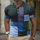 Men's Patchwork Polo Shirt Short Sleeve Summer Knit - Image 11