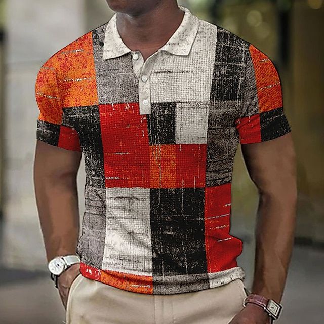 Men's Patchwork Polo Shirt Short Sleeve Summer Knit - Image 4