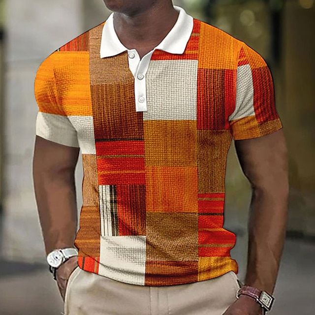 Men's Patchwork Polo Shirt Short Sleeve Summer Knit - Image 12