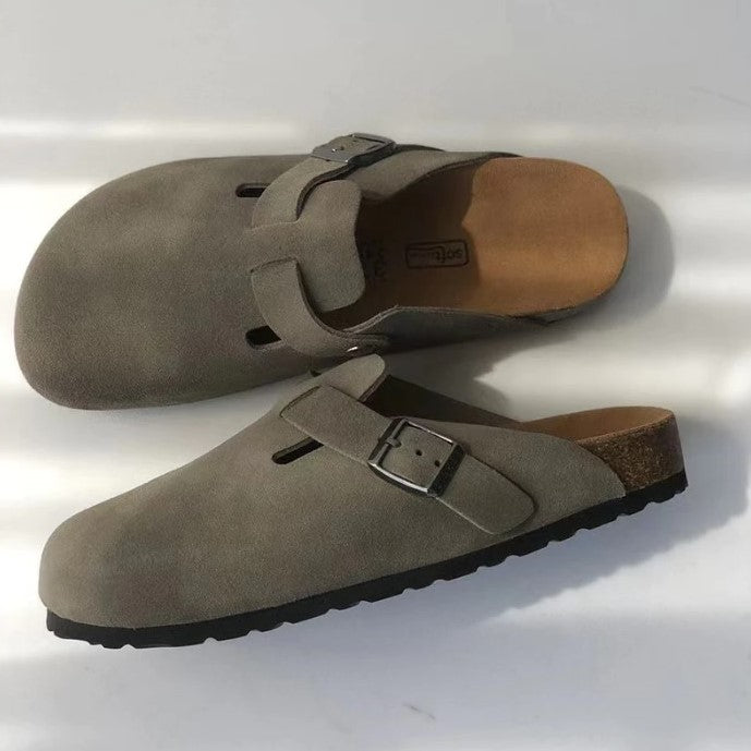 Unisex Leather Boston Style Clogs Slip-On Closed Toe Sandals - Image 2
