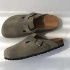 Unisex Leather Boston Style Clogs Slip-On Closed Toe Sandals - Image 2