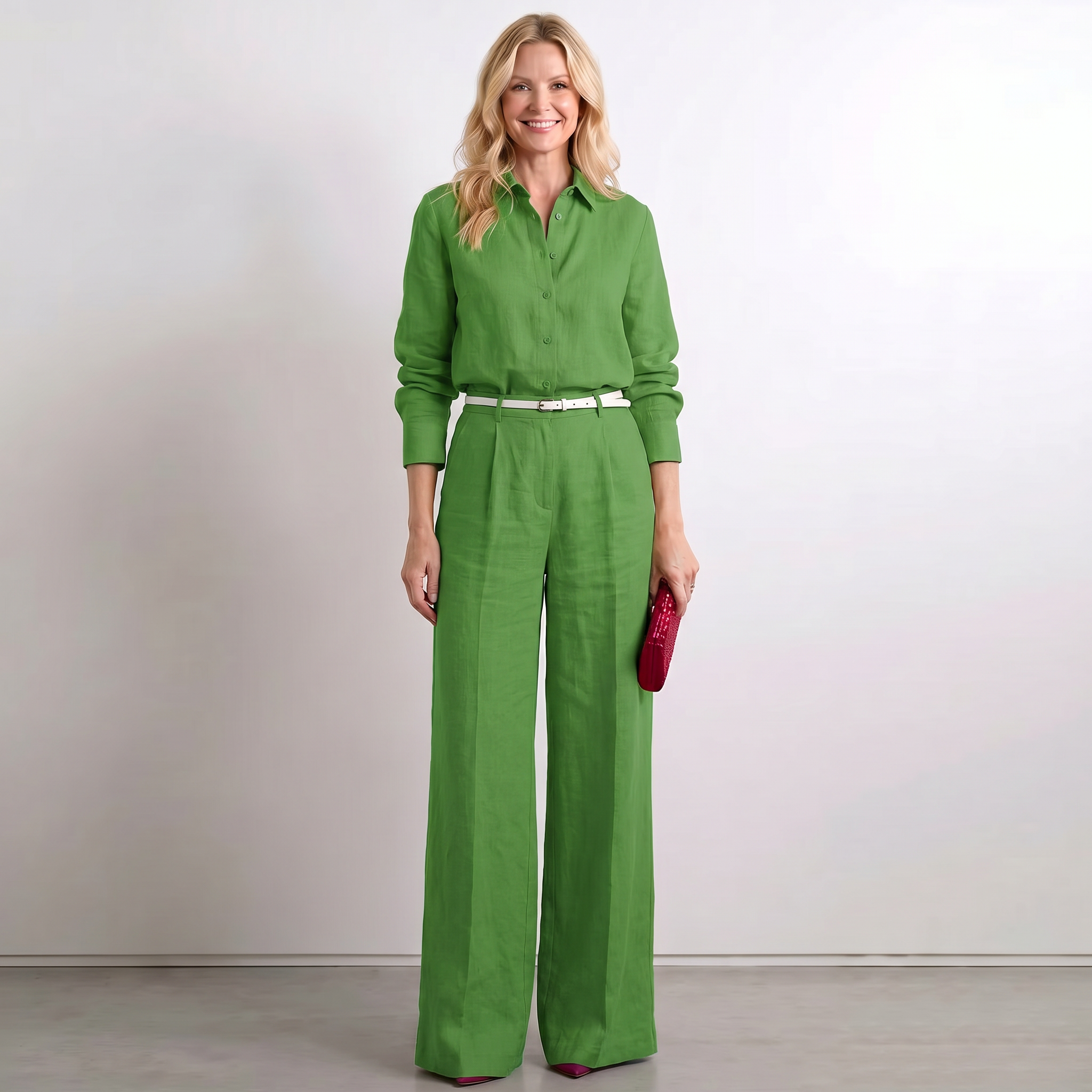 Women Linen Wide Leg Palazzo Pants - Image 3