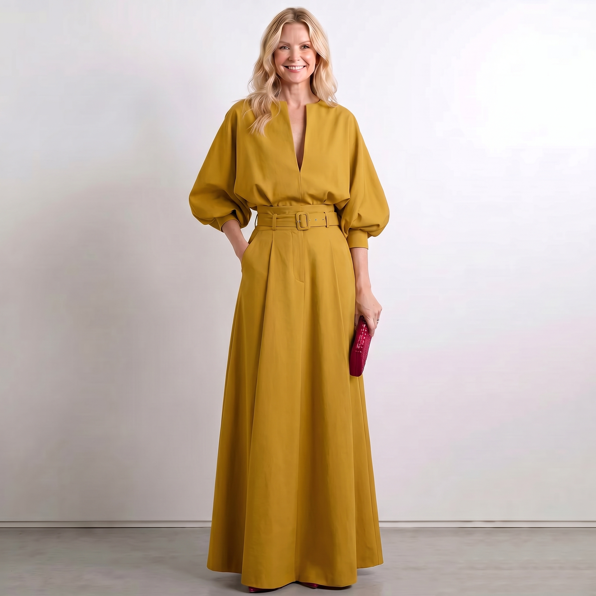 Women Short Sleeve A-Line Maxi Dress