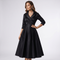 Women Draped Collar A-Line Midi Dress with Pockets