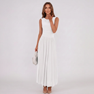 Women Draped Neck Pleated Midi Dress - Image 3
