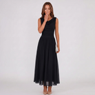 Women Draped Neck Pleated Midi Dress - Image 6