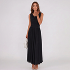 Women Draped Neck Pleated Midi Dress - Image 8