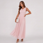 Women Draped Neck Pleated Midi Dress - Image 10