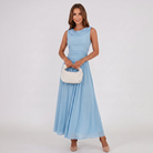 Women Draped Neck Pleated Midi Dress - Image 13