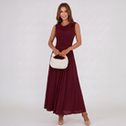 Women Draped Neck Pleated Midi Dress - Image 17