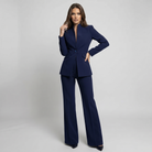 Women Tailored Blazer Trouser Set Wide Leg Suit