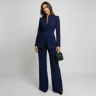 Women Tailored Blazer Trouser Set Wide Leg Suit - Image 4