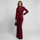Women Tailored Blazer Trouser Set Wide Leg Suit - Image 5