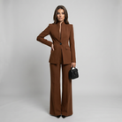 Women Tailored Blazer Trouser Set Wide Leg Suit - Image 9