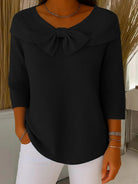 Women Bow Fitted Knit Sweater - Image 6