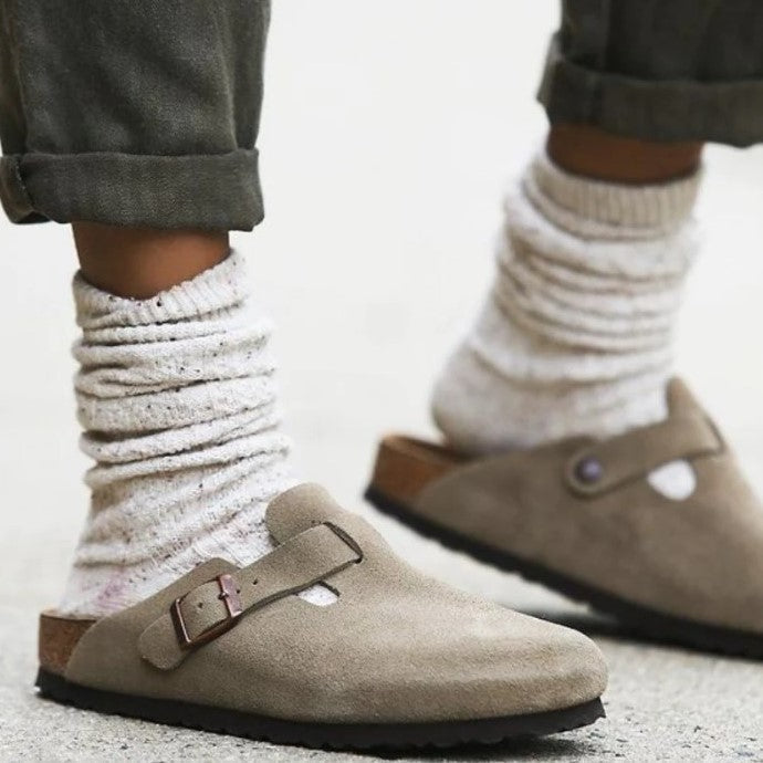 Unisex Leather Boston Style Clogs Slip-On Closed Toe Sandals - Image 6