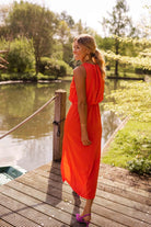 Women High Neck Sleeveless Midi Dress Side Slit Summer - Image 7