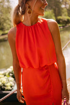 Women High Neck Sleeveless Midi Dress Side Slit Summer - Image 10