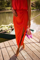 Women High Neck Sleeveless Midi Dress Side Slit Summer - Image 4