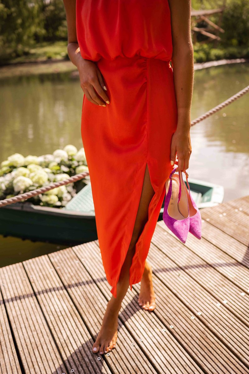 Women High Neck Sleeveless Midi Dress Side Slit Summer - Image 4