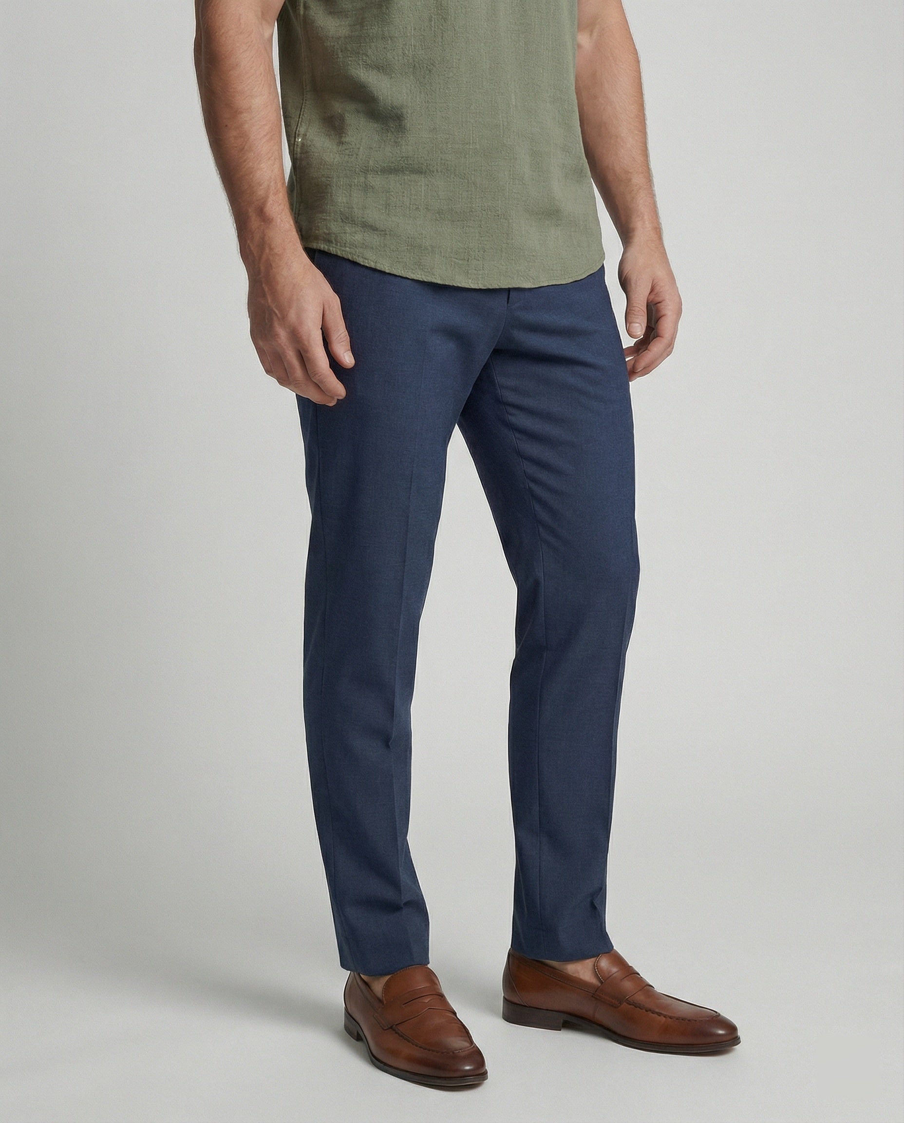 Men's Linen Mandarin Collar Short Sleeve Shirt - Image 4