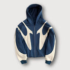 Men's Oversized Contrast Panel Full-Zip Graphic Hoodie - Image 2