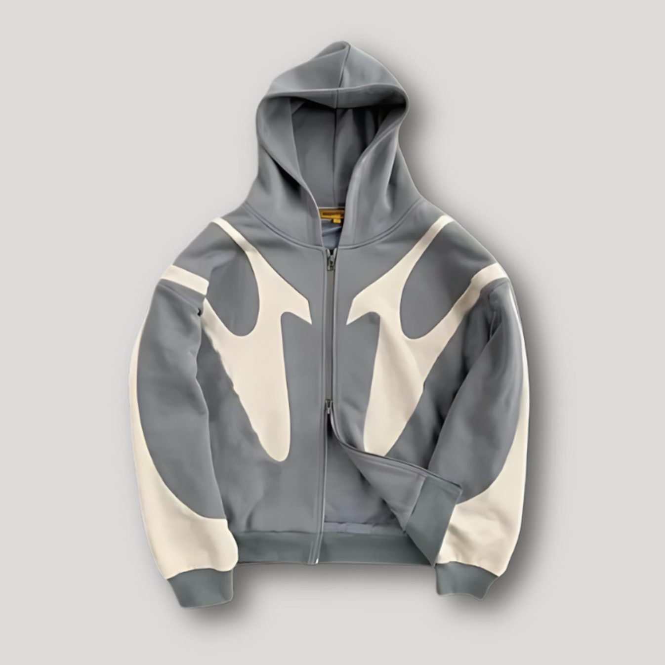 Men's Oversized Contrast Panel Full-Zip Graphic Hoodie - Image 3