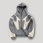 Men's Oversized Contrast Panel Full-Zip Graphic Hoodie - Image 3