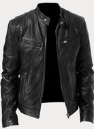 Men's Slim Fit Leather Moto Jacket Zip-Up Biker - Image 10
