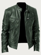 Men's Slim Fit Leather Moto Jacket Zip-Up Biker - Image 3
