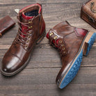 Men's Leather Cap-Toe Ankle Boots Zip Lace-Up - Image 3