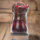 Men's Leather Cap-Toe Ankle Boots Zip Lace-Up - Image 5