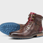 Men's Leather Cap-Toe Ankle Boots Zip Lace-Up - Image 6