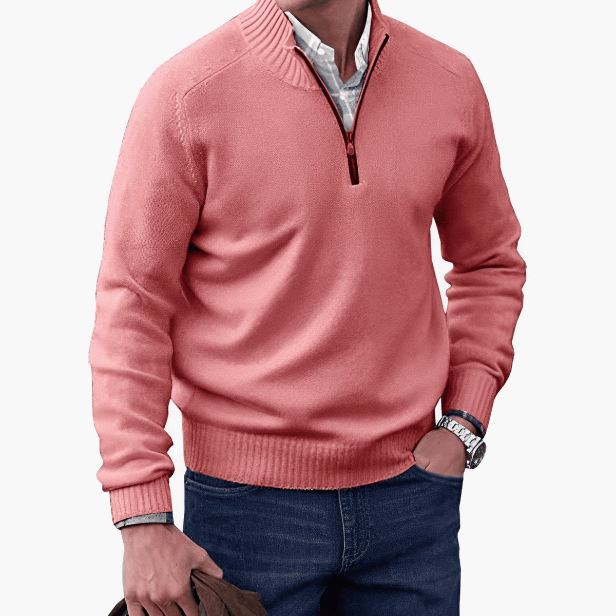 Men's Knit Half-Zip Sweater Quarter-Zip Pullover - Image 10