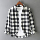 Men's Long Sleeve Plaid Button Down Shirt Spread Collar - Image 2
