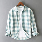 Men's Long Sleeve Plaid Button Down Shirt Spread Collar - Image 3