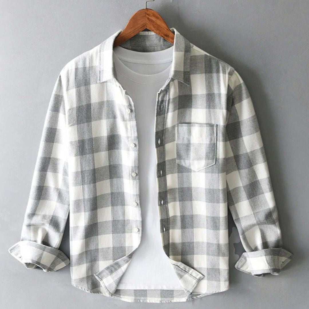 Men's Long Sleeve Plaid Button Down Shirt Spread Collar - Image 4