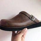 Men's Orthopedic Leather Slip-On Clogs Buckle - Image 6