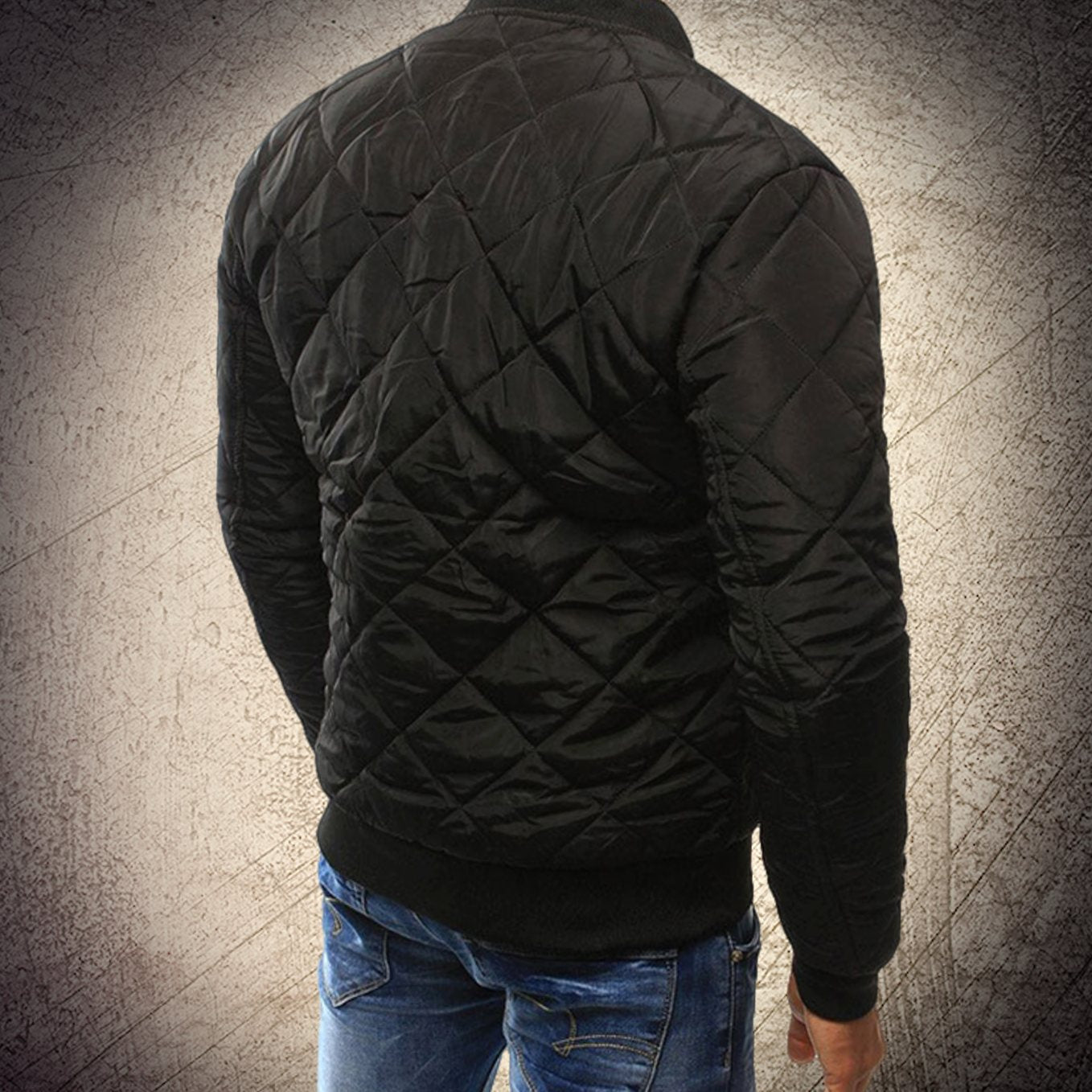 Men's Quilted Lightweight Zip-Up Bomber Jacket - Image 3