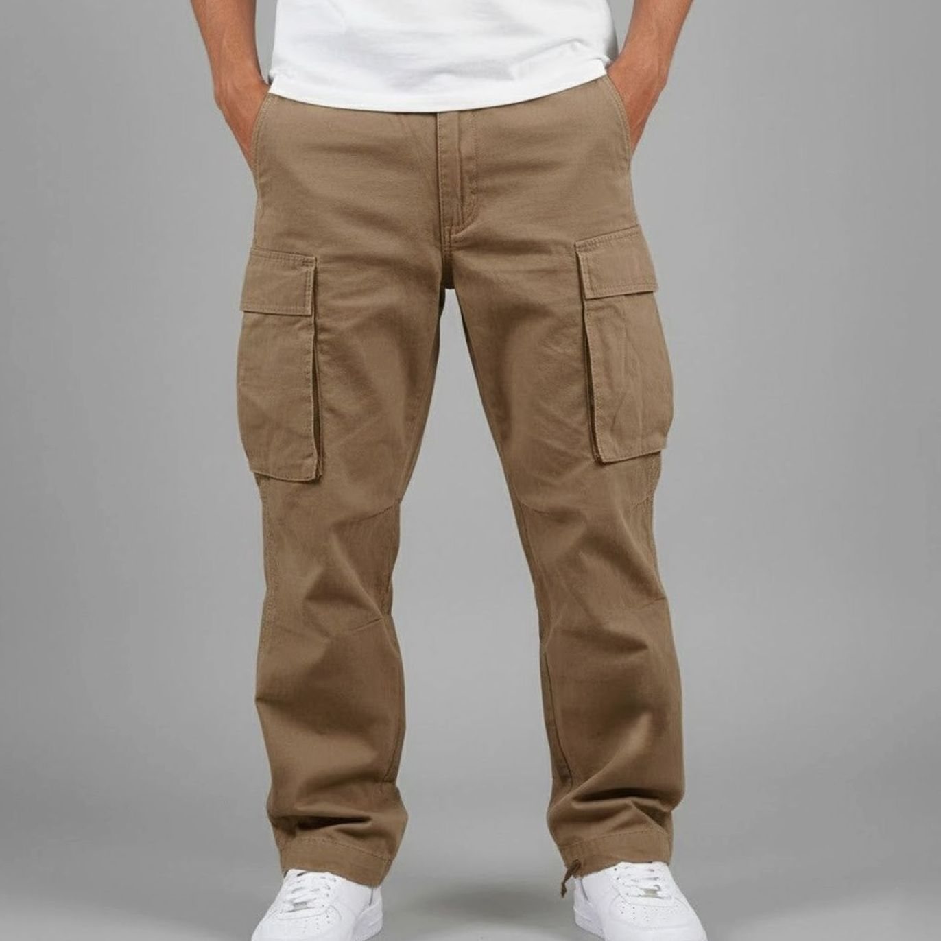 Men's Relaxed Fit Multi-Pocket Streetwear Cargo Pants - Image 2