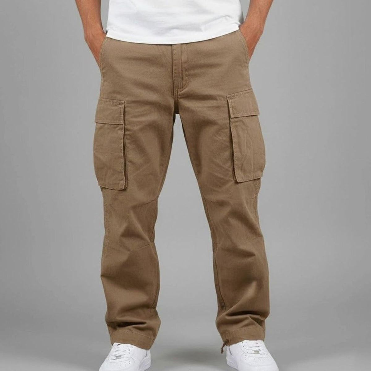 Men's Relaxed Fit Multi-Pocket Streetwear Cargo Pants - Image 2