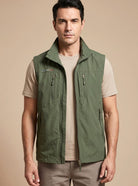 Men's Multi-Pocket Cargo Vest Sleeveless Lightweight Utility - Image 5